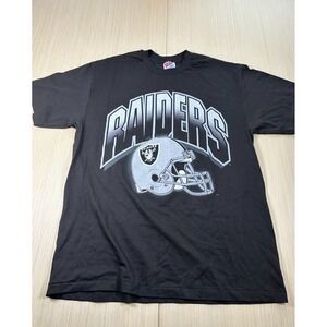 Hanes Heavyweight T-Shirt Mens Large Black Graphic NFL Oakland Raiders Cotton